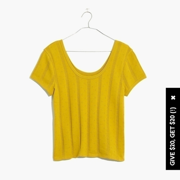 Madewell Pointelle Ribbed Tee in Golden Meadow, sz Small - Picture 1 of 11
